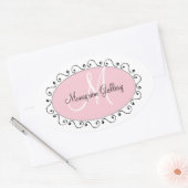Roze Zwart Monogram Sticker voor Bedrijven (Envelop)