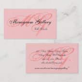 roze zwart monogram Visitekaartje (Voorkant / Achterkant)