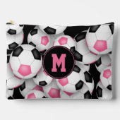 Roze zwart monogrammed voetballen Pattern Etui (Voorkant)