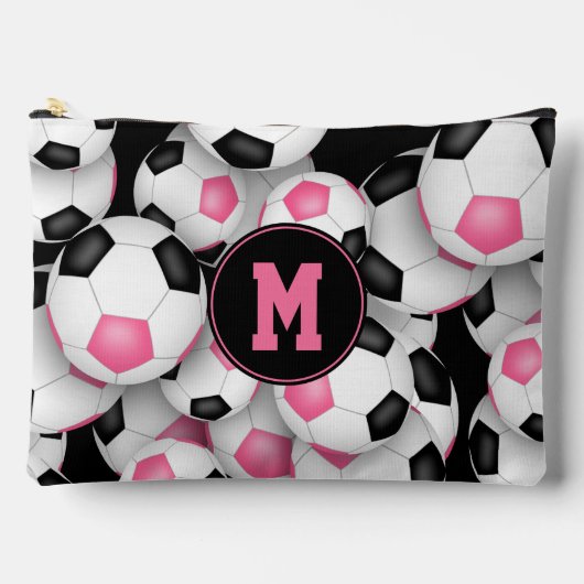 Roze zwart monogrammed voetballen Pattern Etui (Voorkant)
