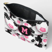 Roze zwart monogrammed voetballen Pattern Etui (Open)