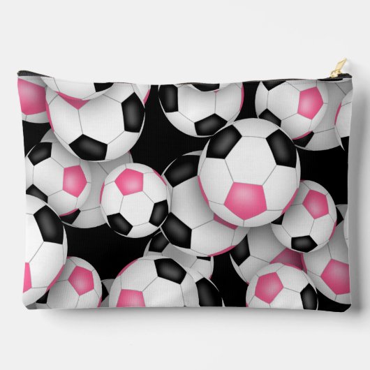 Roze zwart monogrammed voetballen Pattern Etui (Achterkant)