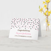 Roze Zwart Neef Gefeliciteerd Afstuderen Kaart (Gele Bloem)