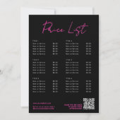 Roze & Zwart Neon Beauty Prijs Lijst Menu QR Code (Voorkant)