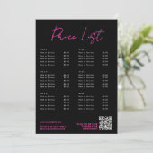 Roze & Zwart Neon Beauty Prijs Lijst Menu QR Code (Staand voorkant)