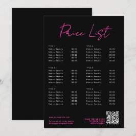 Roze & Zwart Neon Beauty Prijs Lijst Menu QR Code