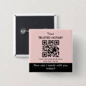 Roze Zwart Notaris branding met QR-code Vierkante Button 5,1 Cm (Voorkant /achterkant)