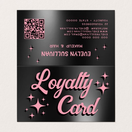 Roze zwart oogschaduw palet gevouwen loyaliteitska visitekaartje (Buitenkant ongevouwen)