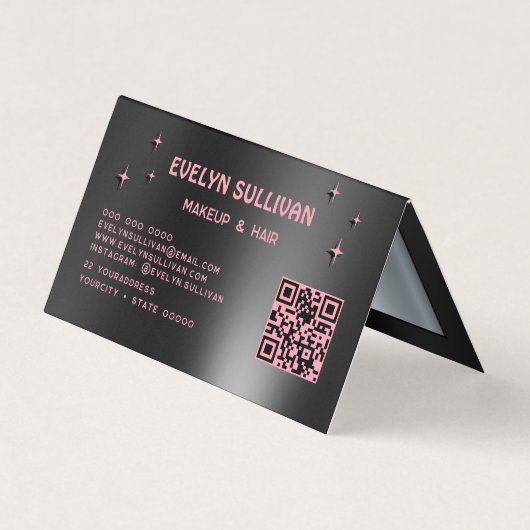 Roze zwart oogschaduw palet gevouwen loyaliteitska visitekaartje (Achterkant)