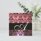 ROZE,ZWART,PAARS DAMAST MONOGRAM ,wit Kaart (Staand voorkant)