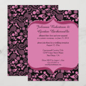 Roze Zwart Paisley Sieraard Roze Lijst Na de Bruil Kaart (Voorkant / Achterkant)