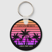 Roze Zwart Palm Trees Custom Meisjes Trip Sleutelhanger (Voorkant)