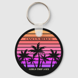 Roze Zwart Palm Trees Custom Meisjes Trip Sleutelhanger