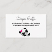 Roze & Zwart Panda Beer Baby shower Luier Raffle Informatiekaartje (Voorkant)