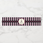 Roze & Zwart Parijs Verjaardagsfeest Waterfles Etiket (Enkel label)