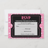 Roze/ Zwart Party Ticket RSVP Reply Kaart (Voorkant)
