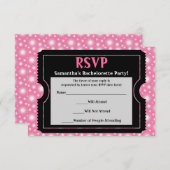 Roze/ Zwart Party Ticket RSVP Reply Kaart (Voorkant / Achterkant)