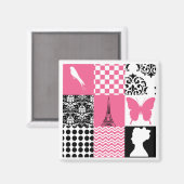 Roze & Zwart Patchwork Magneet (Voorkant / Achterkant)