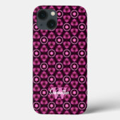 Roze & zwart Patroon Eigen monogram Naam Case-Mate iPhone Case (Achterkant)