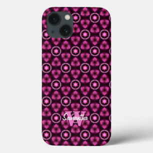 Roze & zwart Patroon Eigen monogram Naam Case-Mate iPhone Case