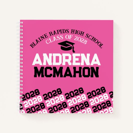 Roze & Zwart Pawprint Afstuderen Gastenboek Notitieboek (Voorkant)