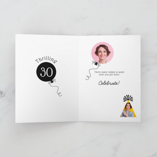 Roze Zwart Perzik Cake Thrilling 30th Birthday Kaa (Binnen)