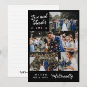 Roze Zwart Pijl Foto Collage Liefde Bedankt Bruilo (Voorkant / Achterkant)