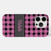 Roze & Zwart Plaid Gepersonaliseerd Case-Mate iPhone Case (Achterkant (horizontaal))