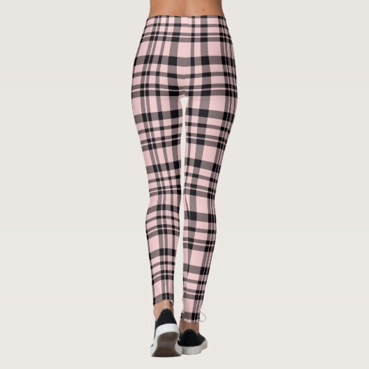 Roze Zwart Plaid Vrouwen Leggings (Achterkant)