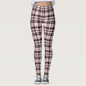 Roze Zwart Plaid Vrouwen Leggings (Voorkant)