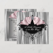 Roze Zwart Prinses Baby Meisje Douche Kaart (Voorkant / Achterkant)