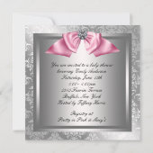 Roze Zwart Prinses Baby Meisje Douche Kaart (Achterkant)