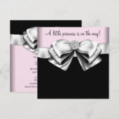 Roze Zwart Prinses Baby Meisje Douche Kaart (Voorkant / Achterkant)