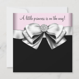 Roze Zwart Prinses Baby Meisje Shower Kaart