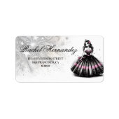 Roze & Zwart Quinceañera Meisje Etiket (Voorkant)