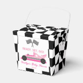 Roze Zwart Race Auto Ready Set Go Baby shower Bedankdoosjes (Voorkant Zijde)