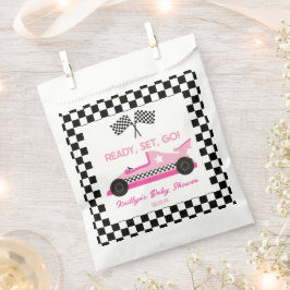 Roze Zwart Race Auto Ready Set Go Baby shower Bedankzakje