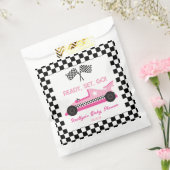 Roze Zwart Race Auto Ready Set Go Baby shower Bedankzakje (Gezegeld)