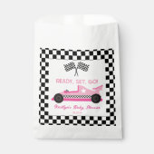 Roze Zwart Race Auto Ready Set Go Baby shower Bedankzakje (Voorkant)