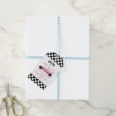 Roze Zwart Race Auto Ready Set Go Baby shower Cadeaulabel (Met Touw)