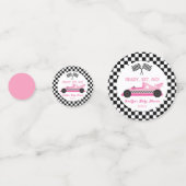 Roze Zwart Race Auto Ready Set Go Baby shower Confetti (Achterkanten)