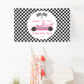 Roze Zwart Race Auto Ready Set Go Baby shower Spandoek (Insitu)