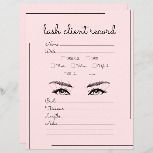 Roze zwart-rand script Logo client record (Voorkant / Achterkant)