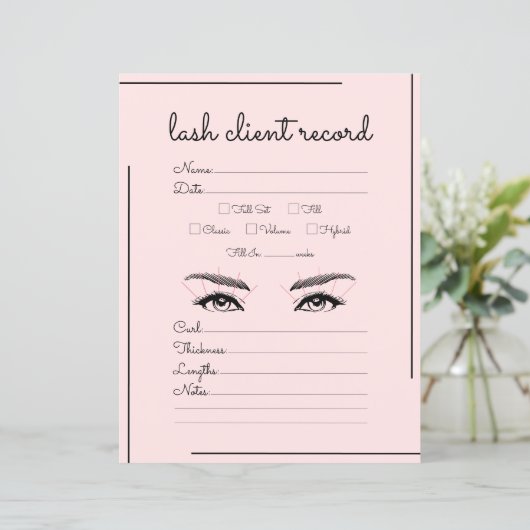 Roze zwart-rand script Logo client record (Staand voorkant)