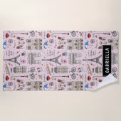 Roze & Zwart Reizen Paris Beach Strandlaken (Voorkant)