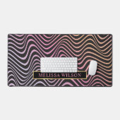 Roze & Zwart Retro Abstracte golvende patroonnaam Bureaumat (Keyboard & Muis)