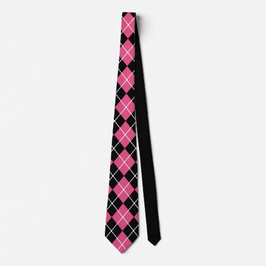 Roze Zwart Retro Argyle Stropdas (Voorkant)