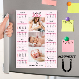 Roze Zwart Rode 2026 Kalender Foto Collage Magneet