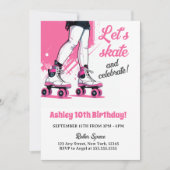 Roze & Zwart Roller Schaats Schaatsen Verjaardag Kaart (Voorkant)