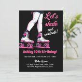 Roze & Zwart Rollerblade Schaatsen Verjaardag Kaart (Staand voorkant)